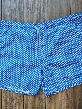Ted Baker Blue Chevron Print Swim Trunks Size 4 (34)